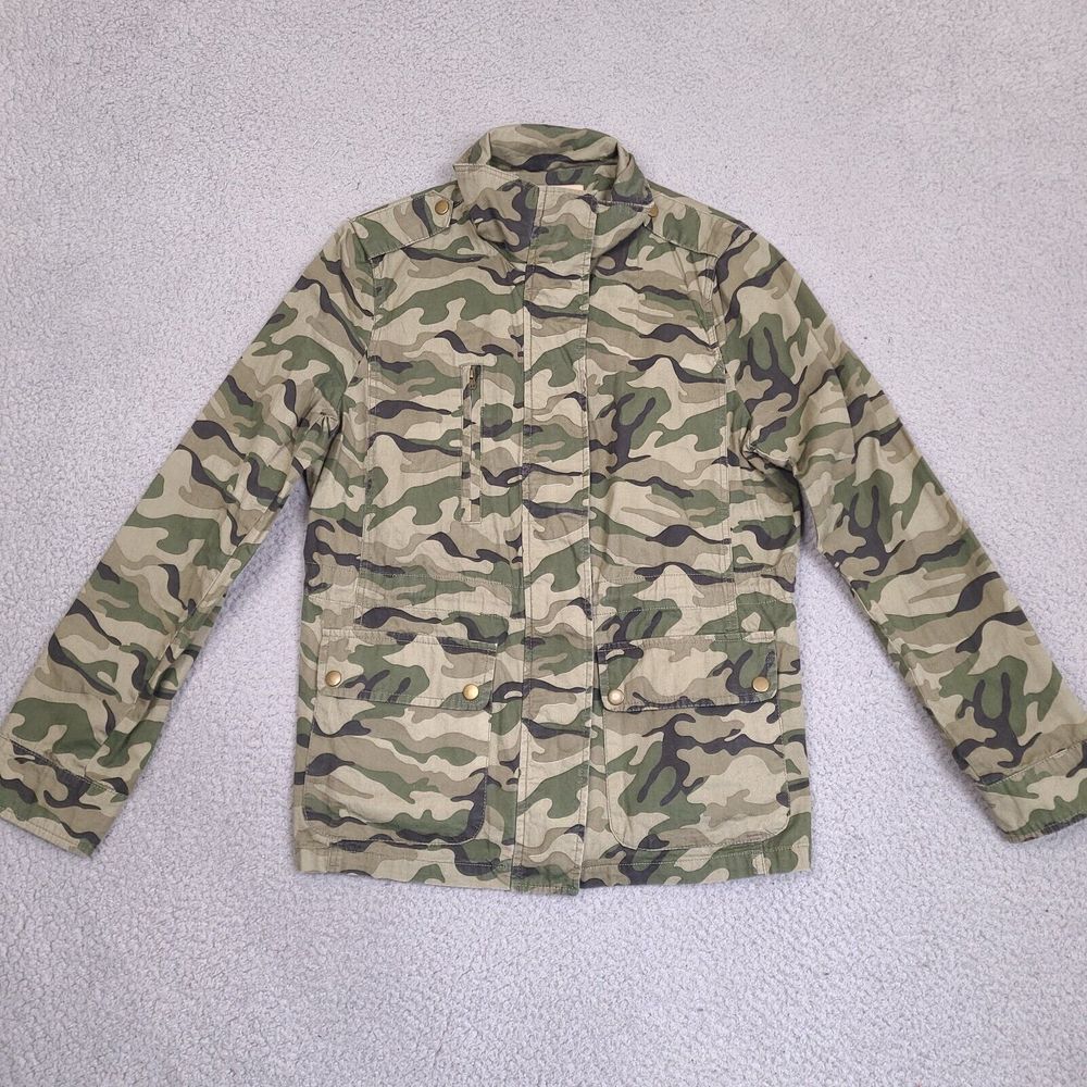Auline Collection Utility Camo Jacket Womens Large Green Full‎ Zip Button Army